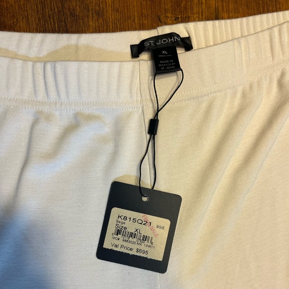 NWT!!! St John Cream Colored High Waist Wide Leg Soft Pants - Picture 6 of 11